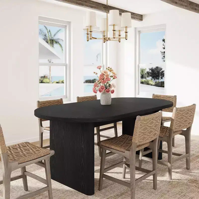 Large Farmhouse Dining Table for 6-8, Long Kitchen Table with Thick Wood Base for Dining Room & Living Room