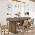 Grande table à manger de ferme pour 6-8 personnes, longue table de cuisine avec piètement en bois épais pour salle à manger et salon