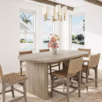 Grande table à manger de ferme pour 6-8 personnes, longue table de cuisine avec piètement en bois épais pour salle à manger et salon