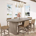 Grande table à manger de ferme pour 6-8 personnes, longue table de cuisine avec piètement en bois épais pour salle à manger et salon
