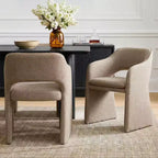 Lot de 4 chaises de cuisine modernes, chaises de salle à manger entièrement rembourrées en tissu avec accoudoirs intégrés, chaises avec accoudoirs pour cuisine-Panipeachy