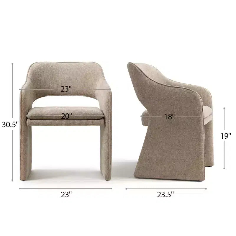 Lot de 4 chaises de cuisine modernes, chaises de salle à manger entièrement rembourrées en tissu avec accoudoirs intégrés, chaises avec accoudoirs pour cuisine-Panipeachy