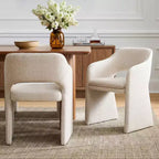Lot de 4 chaises de cuisine modernes, chaises de salle à manger entièrement rembourrées en tissu avec accoudoirs intégrés, chaises avec accoudoirs pour cuisine-Panipeachy