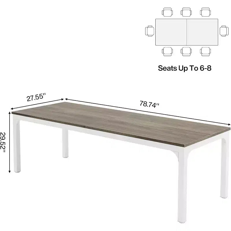 Table de conférence Lantine 6,5 FT, grande table de réunion de bureau 78,74 L x 27,56 P, bureau de séminaire moderne pour salle de conférence (1, Chêne)