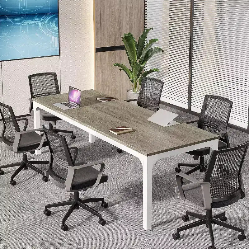 Table de conférence Lantine 6,5 FT, grande table de réunion de bureau 78,74 L x 27,56 P, bureau de séminaire moderne pour salle de conférence (1, Chêne)