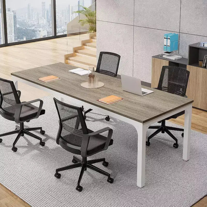 Table de conférence Lantine 6,5 FT, grande table de réunion de bureau 78,74 L x 27,56 P, bureau de séminaire moderne pour salle de conférence (1, Chêne)