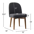 Lot de 2 chaises de salle à manger modernes rembourrées, assise de cuisine sans accoudoirs en mélange de lin avec pieds en bois d'hévéa massif pour salle à manger - Panipeachy