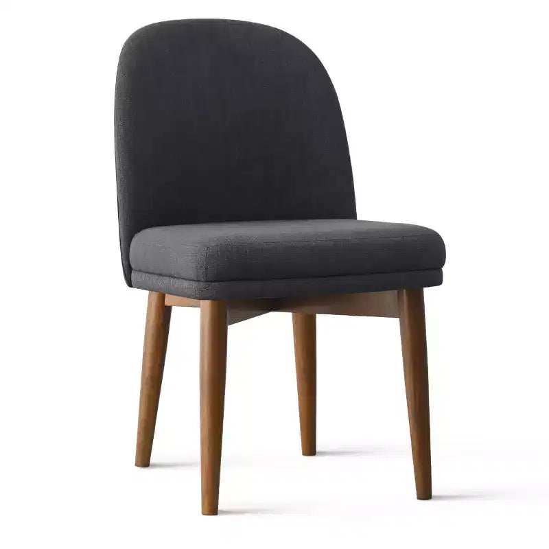 Lot de 2 chaises de salle à manger modernes rembourrées, assise de cuisine sans accoudoirs en mélange de lin avec pieds en bois d'hévéa massif pour salle à manger - Panipeachy