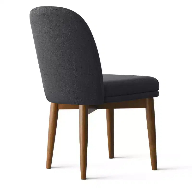Lot de 2 chaises de salle à manger modernes rembourrées, assise de cuisine sans accoudoirs en mélange de lin avec pieds en bois d'hévéa massif pour salle à manger - Panipeachy