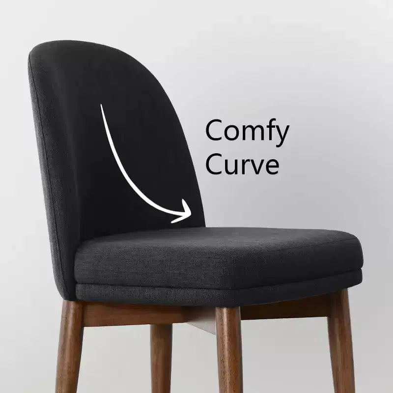 Lot de 2 chaises de salle à manger modernes rembourrées, assise de cuisine sans accoudoirs en mélange de lin avec pieds en bois d'hévéa massif pour salle à manger - Panipeachy