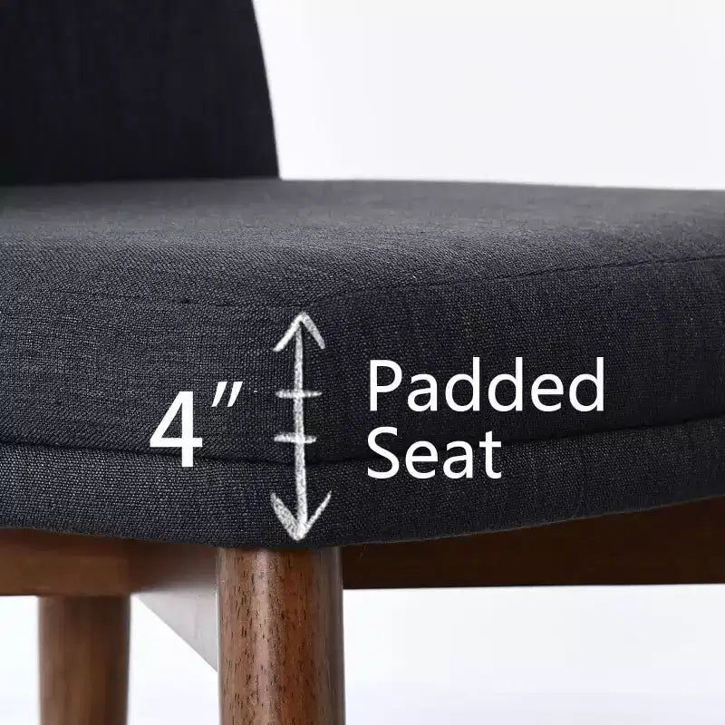 Lot de 2 chaises de salle à manger modernes rembourrées, assise de cuisine sans accoudoirs en mélange de lin avec pieds en bois d'hévéa massif pour salle à manger - Panipeachy