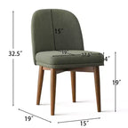 Lot de 2 chaises de salle à manger modernes rembourrées, assise de cuisine sans accoudoirs en mélange de lin avec pieds en bois d'hévéa massif pour salle à manger - Panipeachy