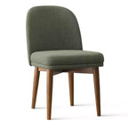 Lot de 2 chaises de salle à manger modernes rembourrées, assise de cuisine sans accoudoirs en mélange de lin avec pieds en bois d'hévéa massif pour salle à manger - Panipeachy