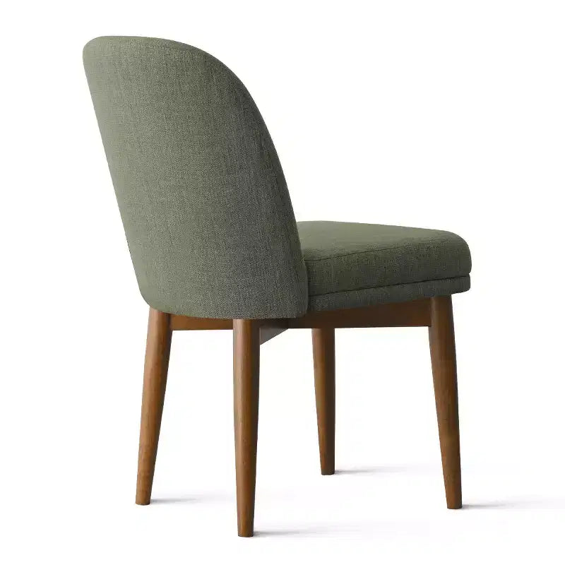 Lot de 2 chaises de salle à manger modernes rembourrées, assise de cuisine sans accoudoirs en mélange de lin avec pieds en bois d'hévéa massif pour salle à manger - Panipeachy