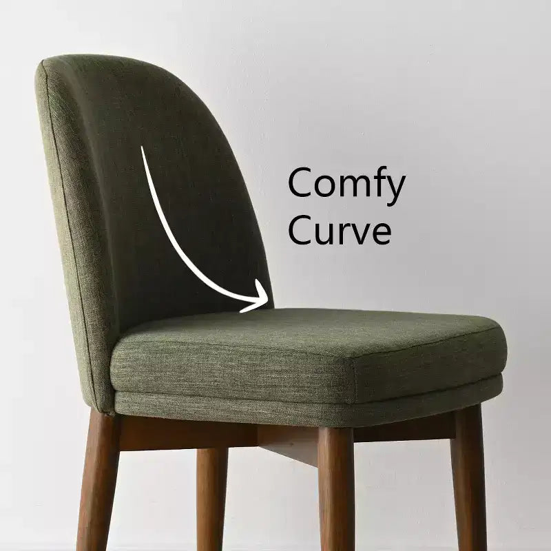 Lot de 2 chaises de salle à manger modernes rembourrées, assise de cuisine sans accoudoirs en mélange de lin avec pieds en bois d'hévéa massif pour salle à manger - Panipeachy