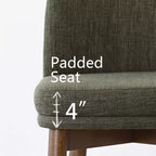 Lot de 2 chaises de salle à manger modernes rembourrées, assise de cuisine sans accoudoirs en mélange de lin avec pieds en bois d'hévéa massif pour salle à manger - Panipeachy