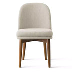 Lot de 2 chaises de salle à manger modernes rembourrées, assise de cuisine sans accoudoirs en mélange de lin avec pieds en bois d'hévéa massif pour salle à manger - Panipeachy