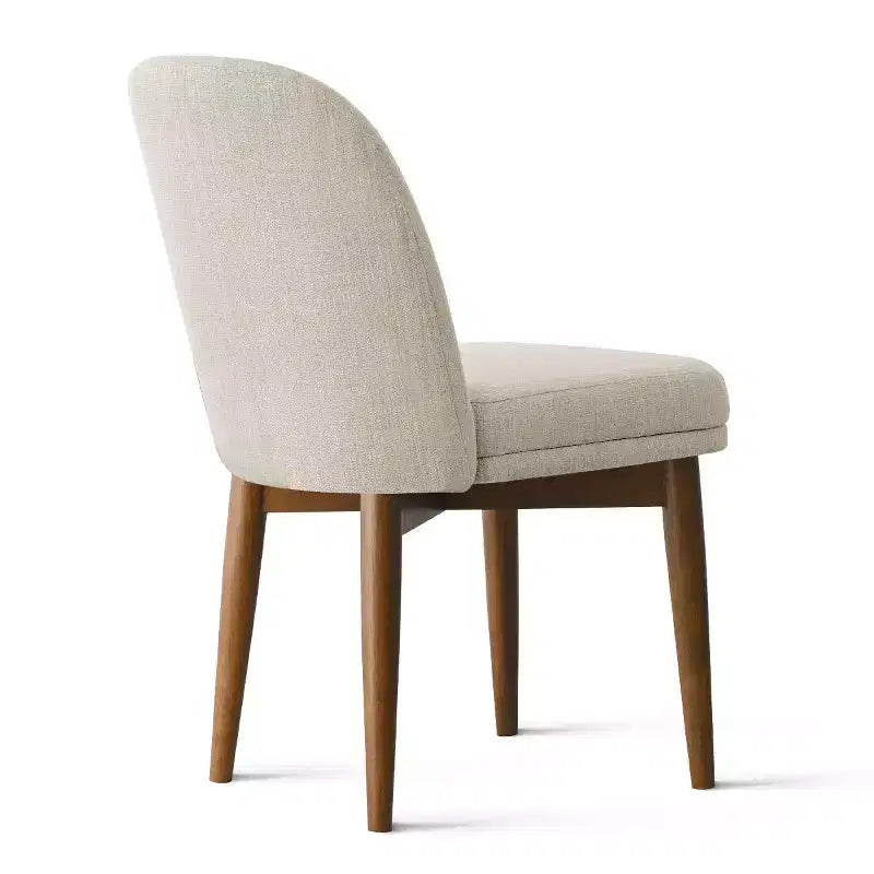 Lot de 2 chaises de salle à manger modernes rembourrées, assise de cuisine sans accoudoirs en mélange de lin avec pieds en bois d'hévéa massif pour salle à manger - Panipeachy