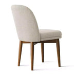 Lot de 2 chaises de salle à manger modernes rembourrées, assise de cuisine sans accoudoirs en mélange de lin avec pieds en bois d'hévéa massif pour salle à manger - Panipeachy
