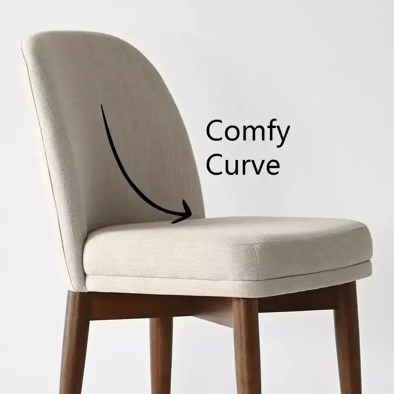 Lot de 2 chaises de salle à manger modernes rembourrées, assise de cuisine sans accoudoirs en mélange de lin avec pieds en bois d'hévéa massif pour salle à manger - Panipeachy
