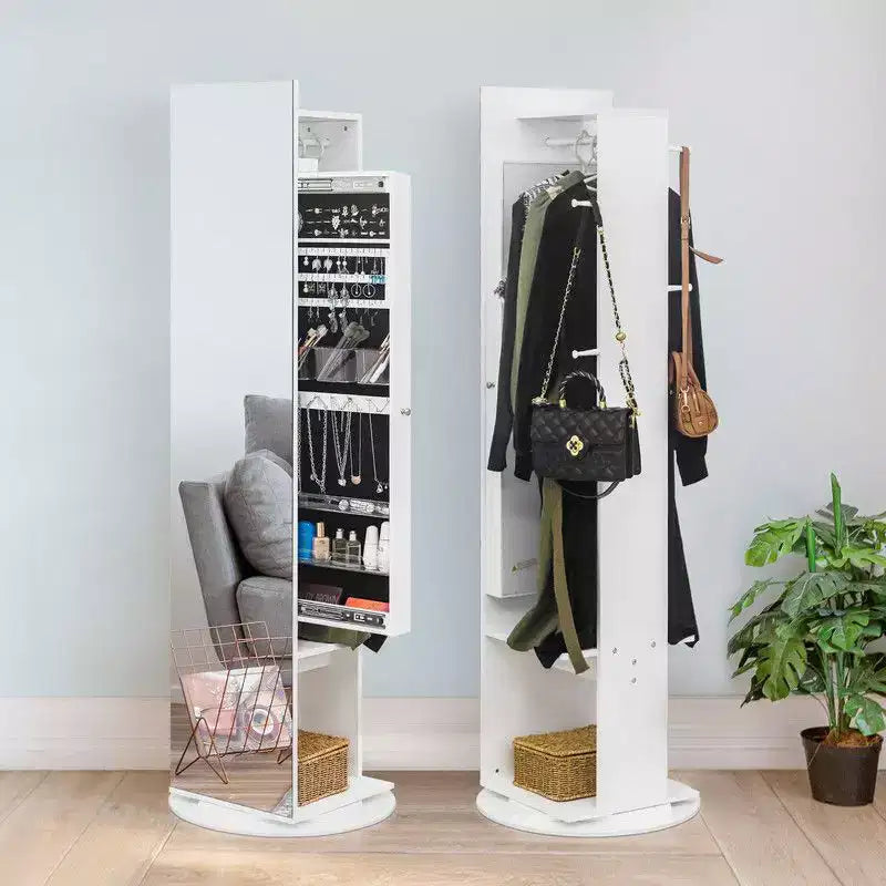 Karl Home 360 Full Length Mirror Jewelry Armoire with Hall Tree
