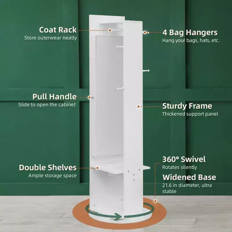 Karl Home 360 Miroir pleine longueur avec armoire à bijoux et porte-manteau