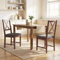 HOMCOM Farmhouse Wooden Dining Chairs, Upholstered X-Back Kitchen Chairs with Rubberwood Legs and Padded Seat for Dining Room, Gray