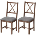 HOMCOM Chaises de salle à manger en bois de style fermier, chaises de cuisine rembourrées à dossier croisé avec pieds en bois d'hévéa et siège rembourré pour salle à manger, gris