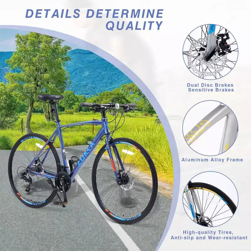 Vélo NAYSAYE 27,5 pouces 3x8/24 vitesses, freins à disque, cadre en aluminium, pour hommes et femmes, adolescents et adultes, pour le cyclisme urbain, 67,32 x 14,56 x 39,37