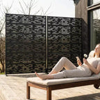 MAYEERTY Godfrey Light & Shadow B Paravent en acier galvanisé noir, 72x47x16, Écran double face 6 panneaux antirouille