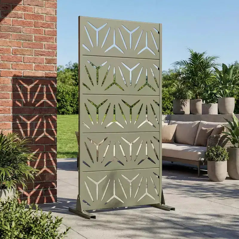 MAYEERTY Star 01 Séparateur de pièce en acier galvanisé gris olive, 59x30x16, Écran décoratif extérieur 5 pièces