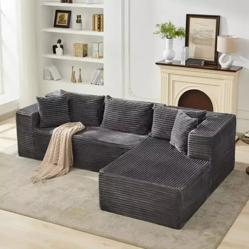 Canapé modulaire sectionnel nuage 106, en L 3 places avec méridienne surdimensionnée, assise profonde en mousse à mémoire de forme, assemblage sans outils