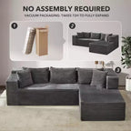 Canapé modulaire sectionnel nuage 106, en L 3 places avec méridienne surdimensionnée, assise profonde en mousse à mémoire de forme, assemblage sans outils