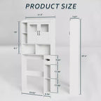 Meuble de rangement WC - 67,4 h Organisateur de rangement de salle de bain avec porte en verre, étagères réglables, meuble peu encombrant pour toilettes, buanderie