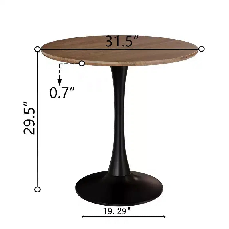 Table à manger ronde de 80 cm, petite table de cuisine avec pied central, table d'appoint de style Mid-Century ou table basse pour salon ou appartement - Panipeachy
