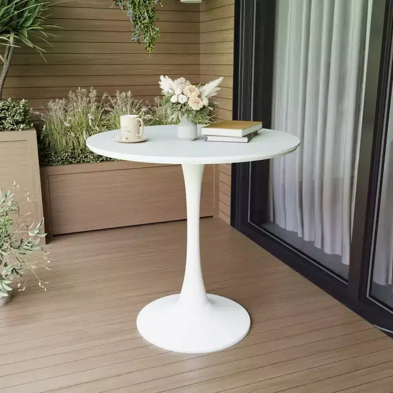 Table à manger ronde de 80 cm, petite table de cuisine avec pied central, table d'appoint de style Mid-Century ou table basse pour salon ou appartement - Panipeachy