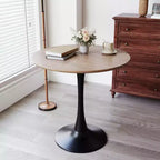 Table à manger ronde de 80 cm, petite table de cuisine avec pied central, table d'appoint de style Mid-Century ou table basse pour salon ou appartement - Panipeachy