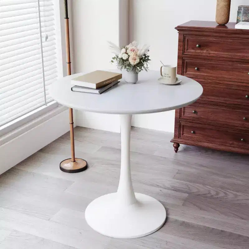 Table à manger ronde de 80 cm, petite table de cuisine avec pied central, table d'appoint de style Mid-Century ou table basse pour salon ou appartement - Panipeachy