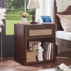 BALHAM TRADE-Tables de chevet en rotin, lot de 2, avec station de charge, 58 cm de large, avec tiroir de rangement