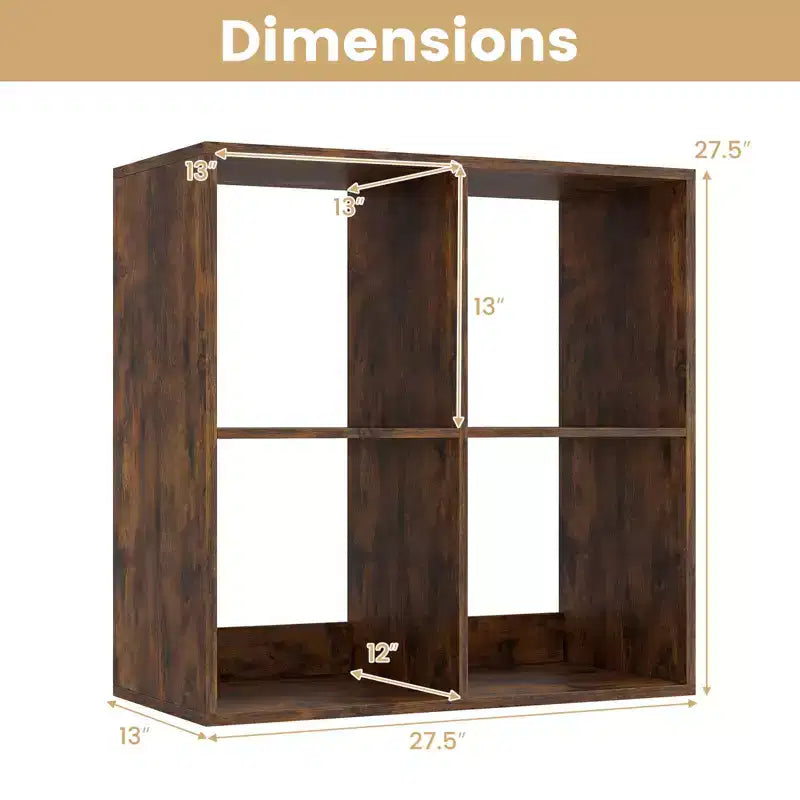 Costway Étagère ouverte à 4 cubes avec kits anti-basculement Étagère de rangement de style moderne pour l'étude Noir/Blanc/Naturel/Marron