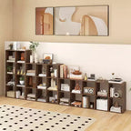 Costway Étagère ouverte à 4 cubes avec kits anti-basculement Étagère de rangement de style moderne pour l'étude Noir/Blanc/Naturel/Marron