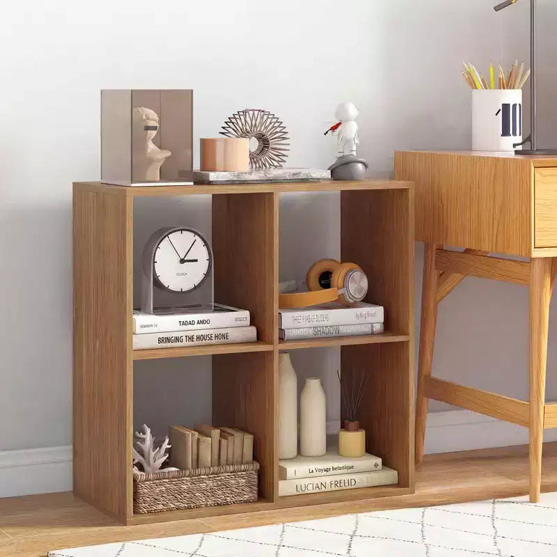 Costway Étagère ouverte à 4 cubes avec kits anti-basculement Étagère de rangement de style moderne pour l'étude Noir/Blanc/Naturel/Marron