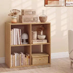 Costway Étagère ouverte à 4 cubes avec kits anti-basculement Étagère de rangement de style moderne pour l'étude Noir/Blanc/Naturel/Marron