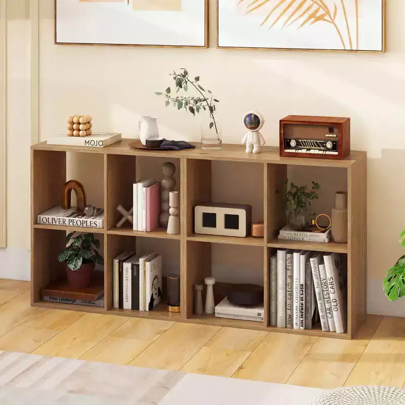 Costway Étagère ouverte à 4 cubes avec kits anti-basculement Étagère de rangement de style moderne pour l'étude Noir/Blanc/Naturel/Marron