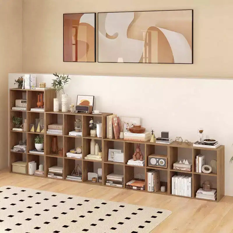 Costway Étagère ouverte à 4 cubes avec kits anti-basculement Étagère de rangement de style moderne pour l'étude Noir/Blanc/Naturel/Marron