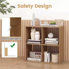 Costway Étagère ouverte à 4 cubes avec kits anti-basculement Étagère de rangement de style moderne pour l'étude Noir/Blanc/Naturel/Marron