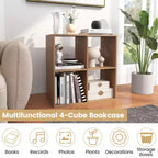 Costway Étagère ouverte à 4 cubes avec kits anti-basculement Étagère de rangement de style moderne pour l'étude Noir/Blanc/Naturel/Marron