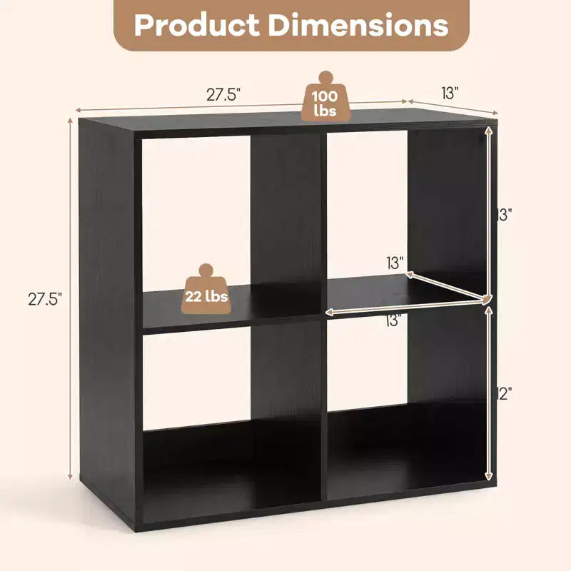 Costway Étagère ouverte à 4 cubes avec kits anti-basculement Étagère de rangement de style moderne pour l'étude Noir/Blanc/Naturel/Marron
