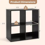 Costway Étagère ouverte à 4 cubes avec kits anti-basculement Étagère de rangement de style moderne pour l'étude Noir/Blanc/Naturel/Marron