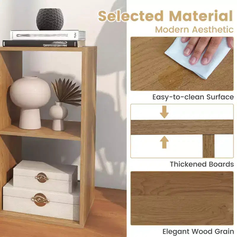 Costway Étagère ouverte à 4 cubes avec kits anti-basculement Étagère de rangement de style moderne pour l'étude Noir/Blanc/Naturel/Marron